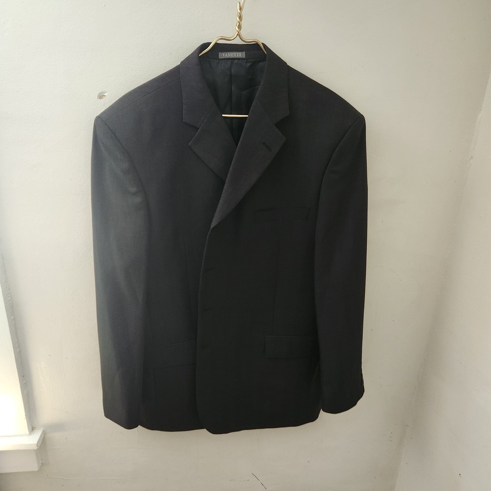 Vanetti Mens Black Pinstripe Blazer Single Breasted Suit Jacket‎